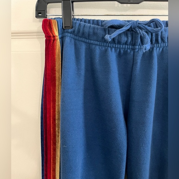 Aviator Nation Double-sided Velvet 5 Stripe Sweatpants - Ocean Blue - Picture 8 of 14